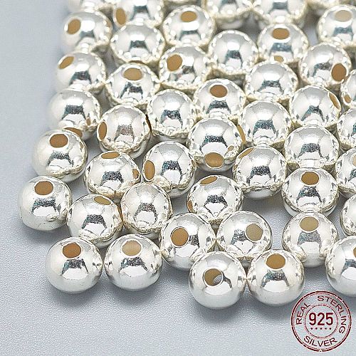 925 Sterling Silver Beads STER-T002-239S-5mm-1