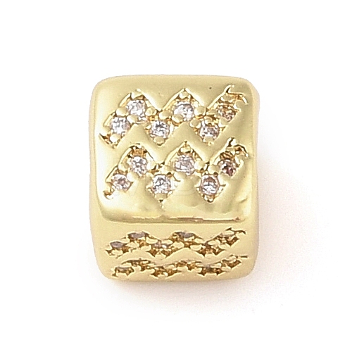 Brass Micro Pave Clear Cubic Zirconia European Beads KK-K368-01G-11-1