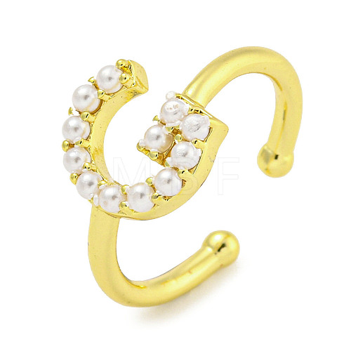 Rack Plating Brass Open Cuff Rings for Women RJEW-F162-01G-G-1