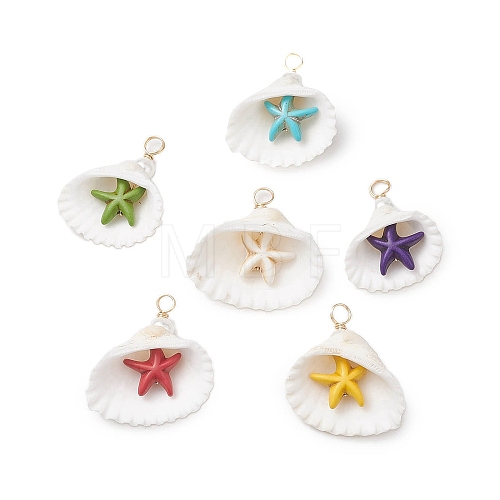 Dyed Synthetical Turquoise Star Pendants PALLOY-JF02647-1