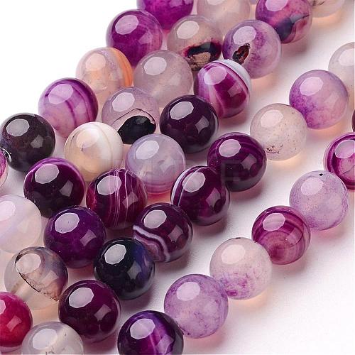 Natural Striped Agate/Banded Agate Beads Strands G-D845-01A-10mm-1