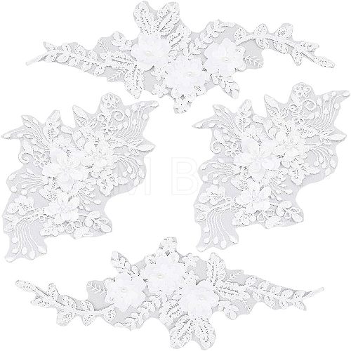 2 Pairs 2 Style 3D Flower Polyester Embroidery Sew on Flower Appliques PATC-CA0001-09-1