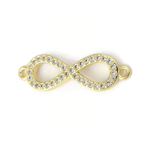 Rack Plating Brass Micro Pave Clear Cubic Zirconia Infinity Connector Charms KK-C052-42B-G-1