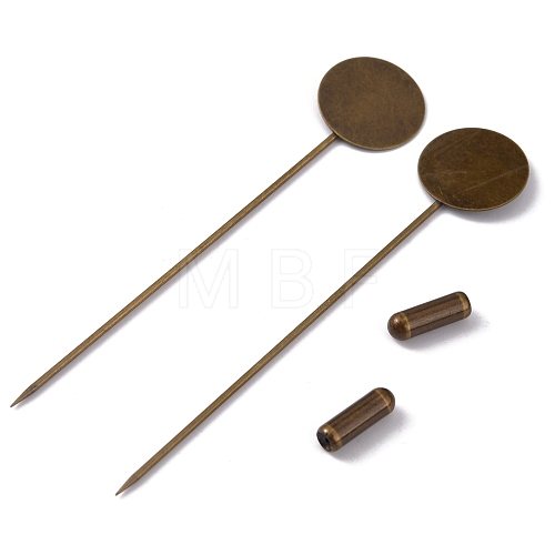 Brass Lapel Pin Base Settings KK-WH0045-025B-KCG-1