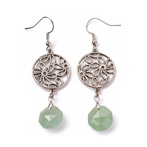 Natural Green Aventurine Dangle Earrings EJEW-I225-A03-1