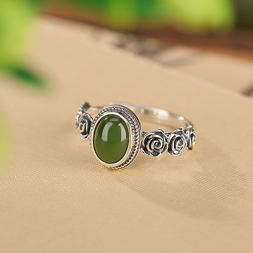 Oval Natural Jade Finger Rings WG8AEAC-01-1