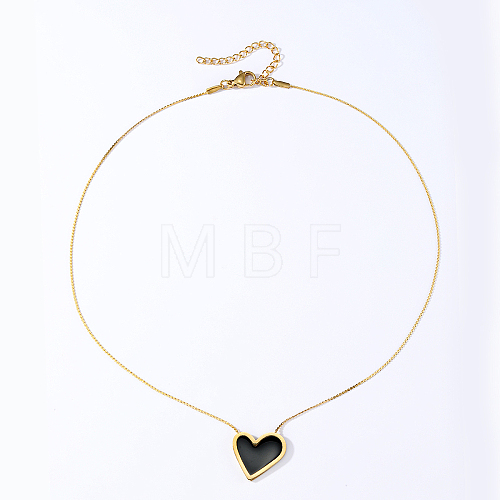 Fashionable and Delicate Heart Stainless Steel Enamel Pendant Necklace for Women XL7643-1