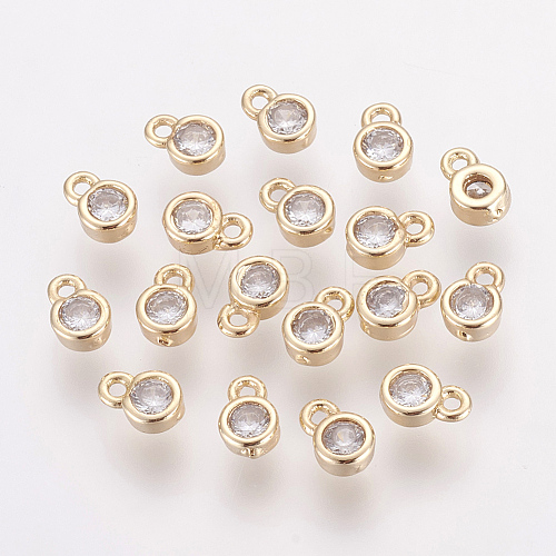 Brass Cubic Zirconia Charms X-ZIRC-P068-01G-1