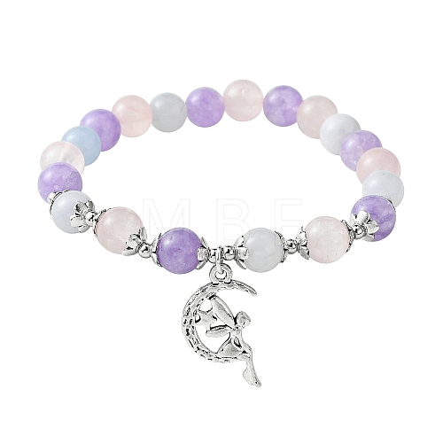 8mm Round Natural Aquamarine & Rose Quartz & Amethyst Beaded Stretch Bracelets X-BJEW-TA00502-1