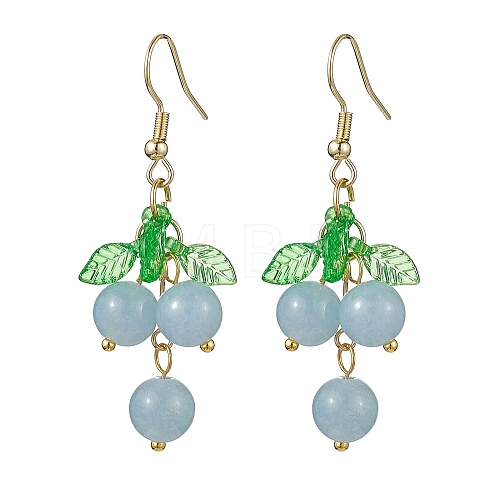 Dyed Natural Quartz Grapes Dangle Earrings EJEW-JE05689-03-1