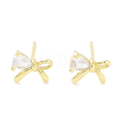 Brass Cubic Zirconia Stud Earrings for Women EJEW-S217-B03-1