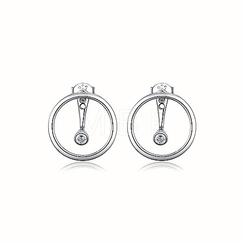 Anti-Tarnish Ring Rhodium Plated 925 Sterling Silver Stud Earrings PB1316-7-1