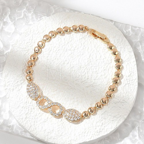 Brass Micro Pave Cubic Zirconia Chain Bracelets KK-R217-45G-1