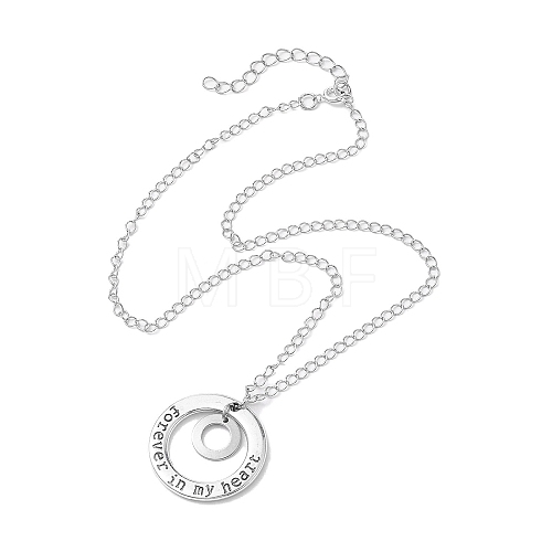 201 Stainless Steel and Alloy Round with Word Forest In My Heart Pendant Necklace NJEW-JN04697-01-1