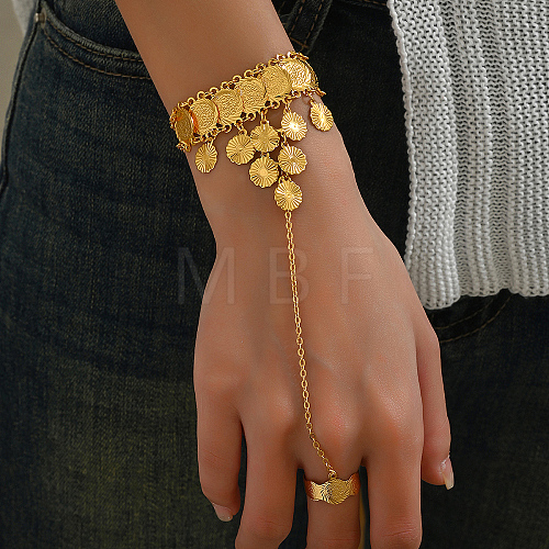 Brass Flower Charm Bracelet with Coin Chains KT5294-1