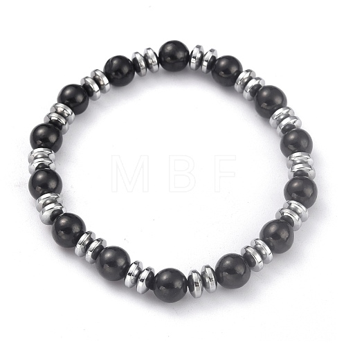 Electroplate Magnetic Synthetic Hematite Beaded Bracelets BJEW-B011-01-1