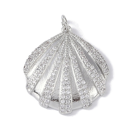 Rack Plating Brass Micro Pave Clear Cubic Zirconia Pendants KK-E110-03P-1