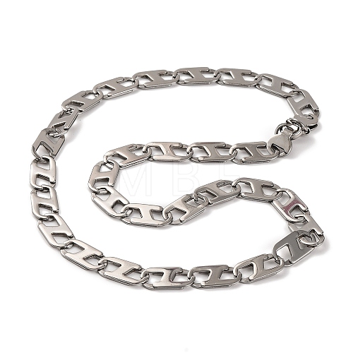 201 Stainless Steel Oval Mariner Link Chain Necklace NJEW-F222-37P-03-1