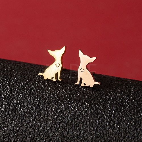 Stainless Steel Dog Stud Earrings PW-WG53AF2-03-1