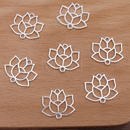 Alloy Hollow Lotus Flower Links Connector Charms PW-WG102FB-01-1