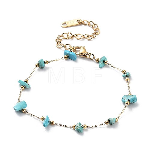 Synthetic Turquoise Chips Beaded Chain Bracelets BJEW-G692-01A-1