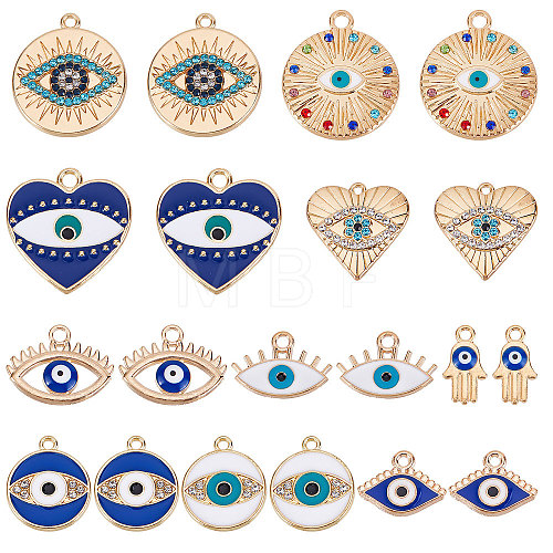 40Pcs 10 Style Alloy Enamel Pendants Light Gold ENAM-SC0002-95-1