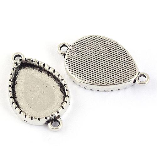 Tibetan Style Alloy Link Cabochon Settings TIBEP-S301-08AS-LF-1