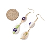 Cowrie Shell Flower Dangle Earrings EJEW-MZ00250-05-3