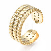 304 Stainless Steel Twist Rope Open Cuff Ring RJEW-T023-47G-3