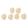 Natural Rose Quartz Heart Stud Earrings with Plastic Pearl Beaded EJEW-E599-02G-03-2