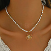 Glass and CCB Plastic Beaded Alloy Pendant Necklace FS-WG08D0F-05-1-1