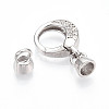 925 Sterling Silver Micro Pave Clear Cubic Zirconia Spring Gate Clasps STER-T008-153P-2