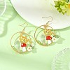 Brass Glass Dangle Earrings EJEW-JE07514-1