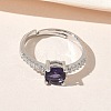 Brass & Round Cubic Zirconia Finger Rings CU-CBA7E55-19P-02-2
