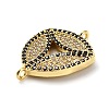 Brass Micro Pave Clear and Black Cubic Zirconia Triangle Connector Charms KK-L229-060G-2