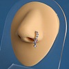 Brass Plum Cubic Zirconia Hoop Nose Rings with Heart Charms WG038B1-02-1