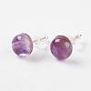 Natural Amethyst Ear Studs EJEW-G223-A11-1