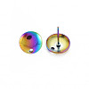 Rainbow Color 304 Stainless Steel Stud Earring Findings STAS-N098-017-5