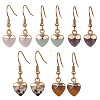 Natural Mixed Gemstone Heart Dangle Earrings EJEW-JE05469-1