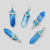 Natural Banded Agate Double Terminated Pointed Pendants G-F295-05J-1