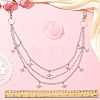 Iron & Brass Star Tassel 3 Layer Pants Chains for Jeans with Alloy Swivel Lobster Claw Clasps HJEW-YW00426-4