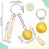 12Pcs Mini Baseball PU Leather Pendant Keychain with Wood Baseball Bat DIY-SP0001-51B-2