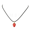Handmade Lampwork Fruit Pendant Black Waxed Cord Necklaces NJEW-JN06332-4