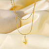 304 Stainless Steel Teardrop Pendant Double Layer Necklaces for Women WG23FFF-01-1