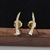 925 Sterling Silver Clear Cubic Zirconia Stud Earrings EJEW-Q032-01E-G-1