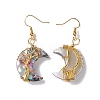 Natural Paua Shell Crescent Moon Dangle Earrings EJEW-G307-01G-3