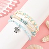 3Pcs 3 Styles Dyed Natural Howlite & Petrified Wood & Larimar & Synthetic Turquoise Stretch Bead Bracelet Sets BJEW-JB14430-2