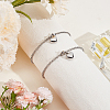 2Pcs Heart Non-Tarnish Stainless Steel Charm Bracelets BJEW-CN0001-23P-4