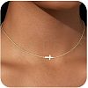 Sideways Cross Stainless Steel Pendant Necklaces FS-WG7D720-01-1