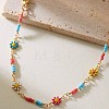 Flower Brass Enamel Link Anklets WG09DCF-01-3